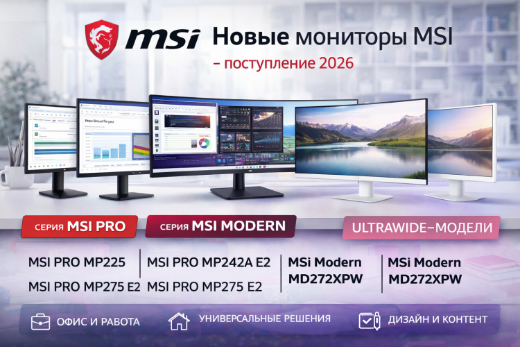 MSI расширяет линейку: поступление новых мониторов серии PRO и Modern