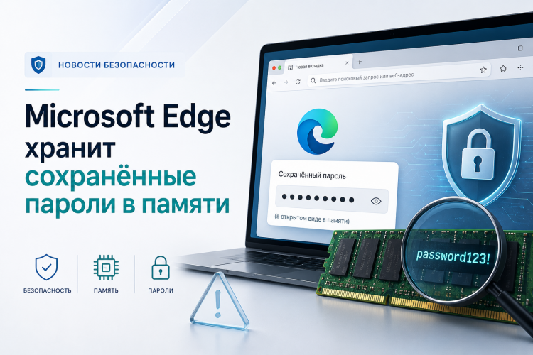 Microsoft Edge хранит сохранённые пароли в памяти в открытом виде