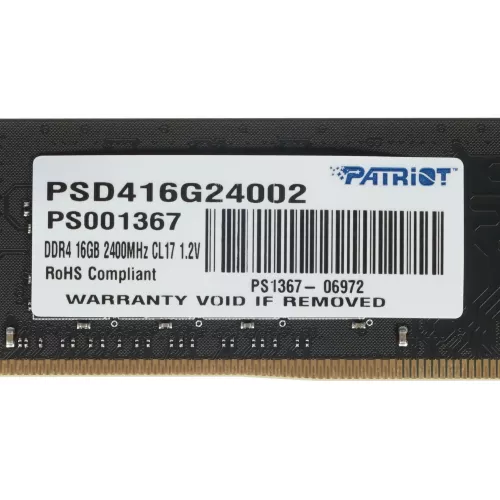 Память DDR4 16GB 2400MHz Patriot PSD416G24002 Signature RTL PC4-19200 CL17 DIMM 288-pin 1.2В dual rank Ret