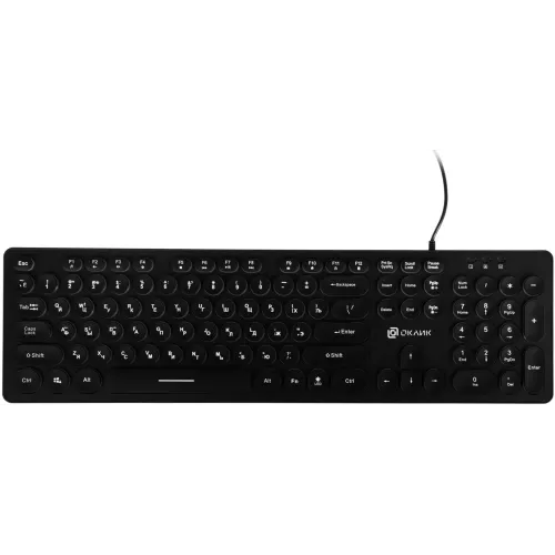 Клавиатура Оклик 420MRL черный USB slim Multimedia LED (1091226) кабель 1.5м