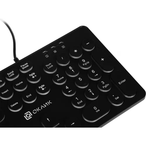 Клавиатура Оклик 420MRL черный USB slim Multimedia LED (1091226) кабель 1.5м