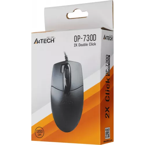 Мышь A4Tech OP-730D черный оптическая 1200dpi USB 4but