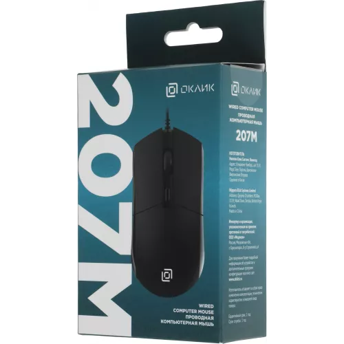 Мышь Оклик 207M черный оптическая 2400dpi USB 4but (1474598)
