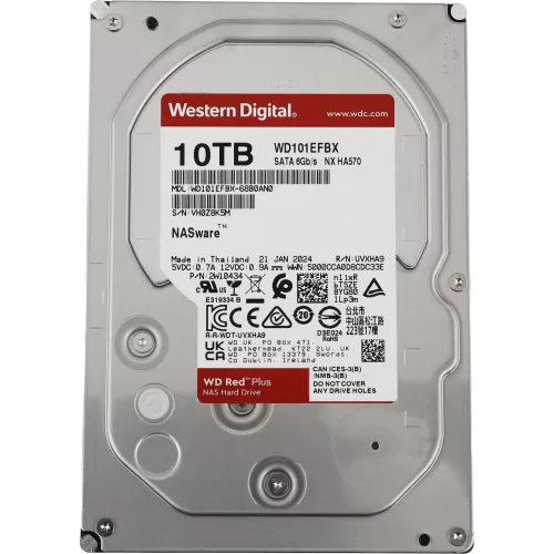 Жесткий диск WD SATA-III 10Tb WD101EFBX NAS Red Plus (7200rpm) 256Mb 3.5"