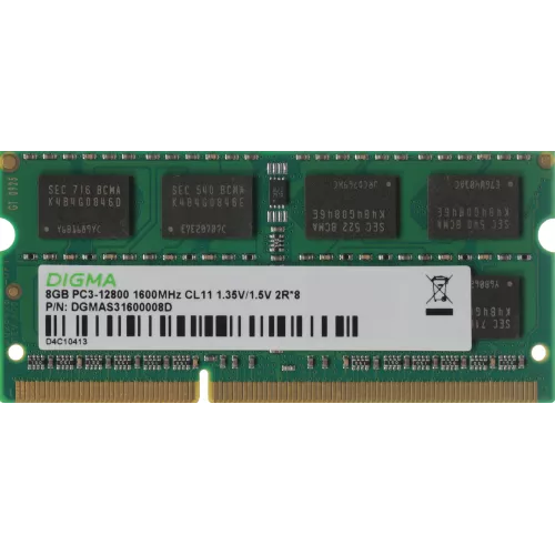 Память DDR3 8GB 1600MHz Digma DGMAS31600008D RTL PC3-12800 CL11 SO-DIMM 204-pin 1.35В dual rank Ret