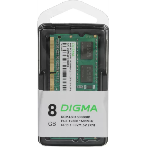 Память DDR3 8GB 1600MHz Digma DGMAS31600008D RTL PC3-12800 CL11 SO-DIMM 204-pin 1.35В dual rank Ret