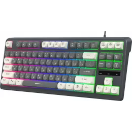 Клавиатура Оклик 711G серый/белый USB Multimedia for gamer LED (1790385) кабель 1.5м