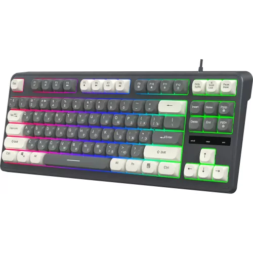 Клавиатура Оклик 711G серый/белый USB Multimedia for gamer LED (1790385) кабель 1.5м