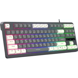Клавиатура Оклик 711G серый/белый USB Multimedia for gamer LED (1790385) кабель 1.5м
