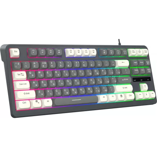 Клавиатура Оклик 711G серый/белый USB Multimedia for gamer LED (1790385) кабель 1.5м