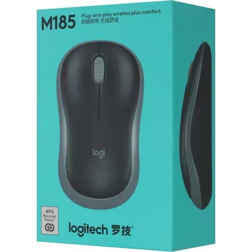 Мышь Logitech M185 черный/синий оптическая 1000dpi беспров. USB для ноутбука 2but (910-002632)