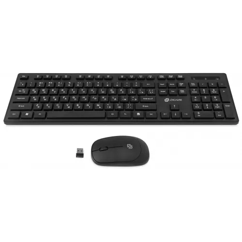 Клавиатура + мышь Оклик S255W клав:черный мышь:черный USB беспроводная Multimedia (1909361)