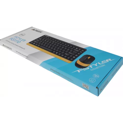 Клавиатура + мышь A4Tech Fstyler FG1110 клав:черный/желтый мышь:черный/желтый USB беспроводная Multimedia (FG1110 BUMBLEBEE)