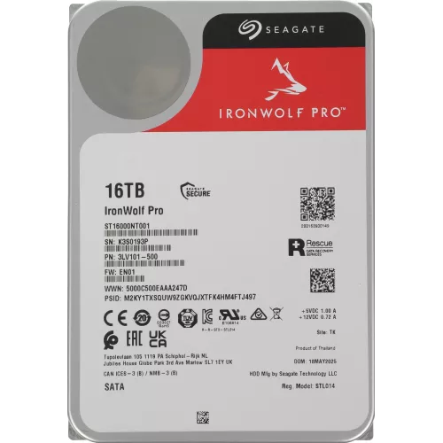 Жесткий диск Seagate SATA-III 16Tb ST16000NT001 NAS Ironwolf Pro 512E (7200rpm) 256Mb 3.5"