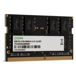 Память DDR4 8Gb 2666MHz Digma DGMAS42666008D RTL PC4-21300 CL19 SO-DIMM 260-pin 1.2В dual rank Ret