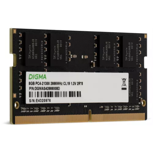 Память DDR4 8Gb 2666MHz Digma DGMAS42666008D RTL PC4-21300 CL19 SO-DIMM 260-pin 1.2В dual rank Ret