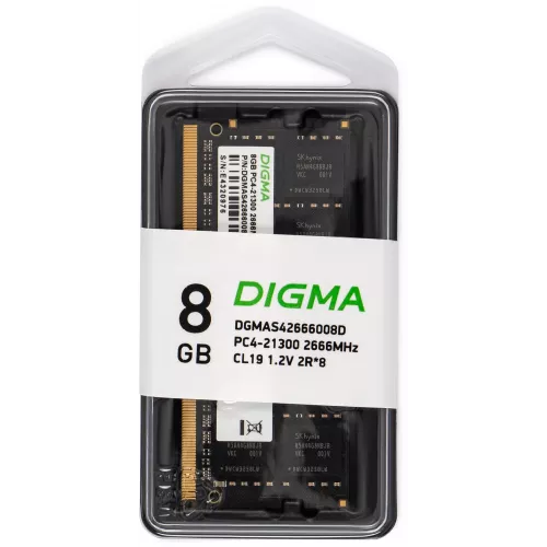 Память DDR4 8Gb 2666MHz Digma DGMAS42666008D RTL PC4-21300 CL19 SO-DIMM 260-pin 1.2В dual rank Ret