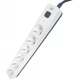 Сетевой фильтр Powercom SP-06W 3,0М 3м (6 розеток) белый/серый (коробка)