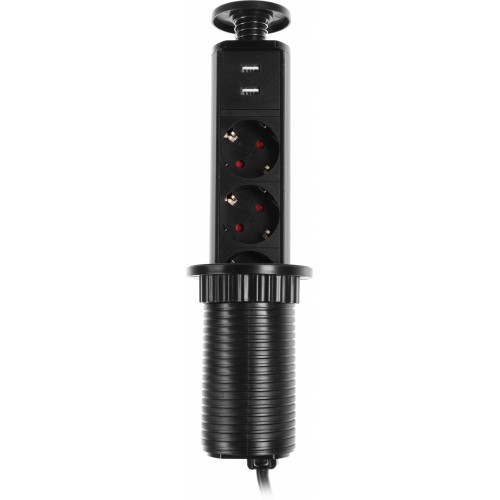Сетевой разветвитель Premier 3R USB 1.8м (3 розетки) черный (коробка)