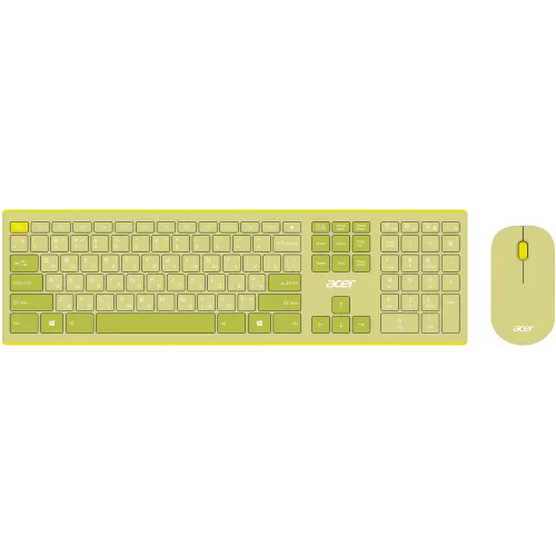 Клавиатура + мышь Acer OCC205 клав:зеленый/желтый мышь:зеленый/желтый USB беспроводная slim Multimedia (ZL.ACCEE.00E)