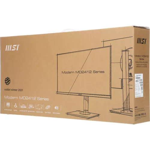 Монитор MSI 23.8" Modern MD2412P черный IPS LED 1ms 16:9 HDMI M/M матовая HAS Piv 300cd 178гр/178гр 1920x1080 100Hz FreeSync FHD USB 4.65кг