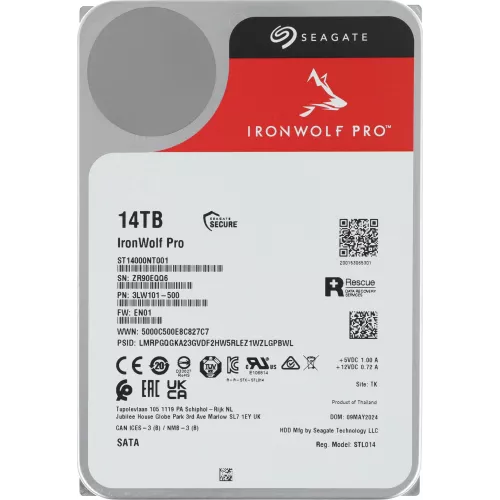 Жесткий диск Seagate SATA-III 14TB ST14000NT001 NAS Ironwolf Pro 512E (7200rpm) 256Mb 3.5"