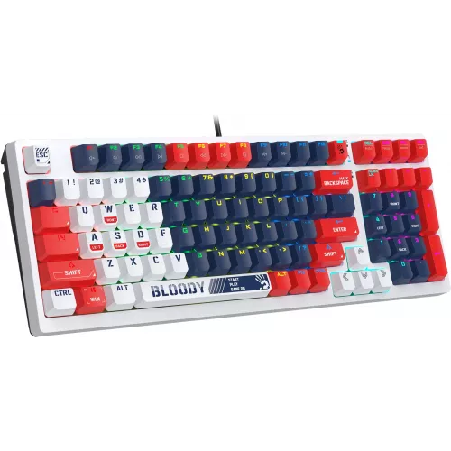 Клавиатура A4Tech S98 Sports механическая синий/белый USB for gamer LED (S98 SPORTS NAVY BLMS RED PLUS) кабель 1.8м