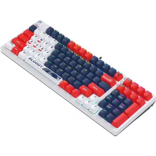Клавиатура A4Tech S98 Sports механическая синий/белый USB for gamer LED (S98 SPORTS NAVY BLMS RED PLUS) кабель 1.8м