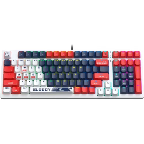 Клавиатура A4Tech S98 Sports механическая синий/белый USB for gamer LED (S98 SPORTS NAVY BLMS RED PLUS) кабель 1.8м