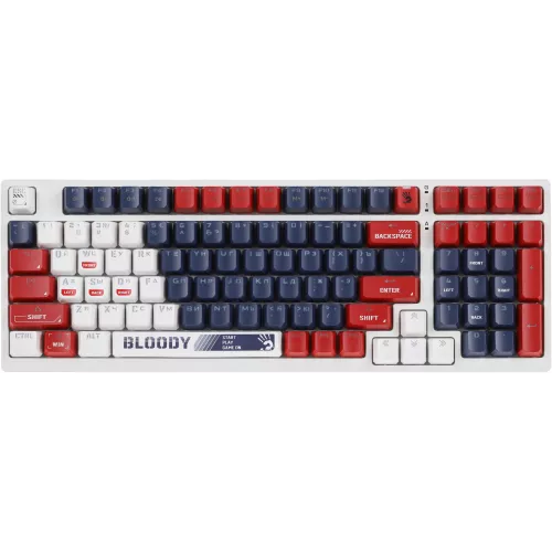 Клавиатура A4Tech S98 Sports механическая синий/белый USB for gamer LED (S98 SPORTS NAVY BLMS RED PLUS) кабель 1.8м