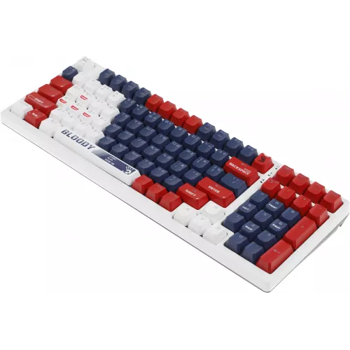 Клавиатура A4Tech S98 Sports механическая синий/белый USB for gamer LED (S98 SPORTS NAVY BLMS RED PLUS) кабель 1.8м