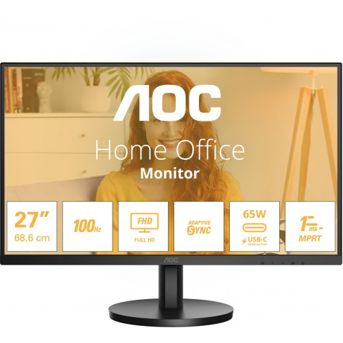 Монитор AOC 27" Basic-Line 27B3CA2 черный IPS LED 1ms 16:9 HDMI M/M матовая 250cd 178гр/178гр 1920x1080 100Hz DP FHD USB 3.36кг