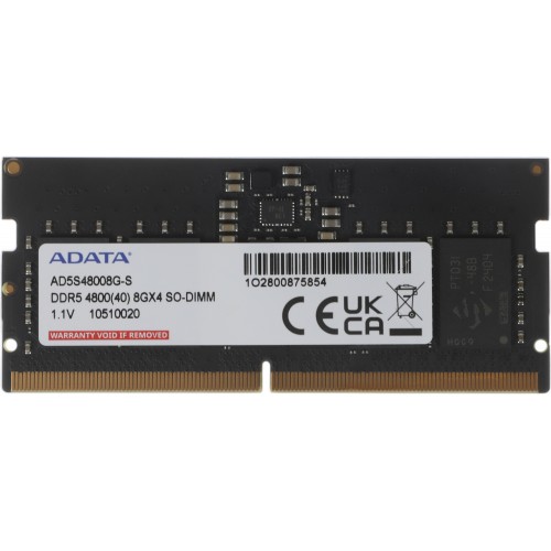 Память DDR5 8GB 4800MHz A-Data AD5S48008G-S RTL PC4-38400 CL40 SO-DIMM 262-pin 1.1В single rank Ret