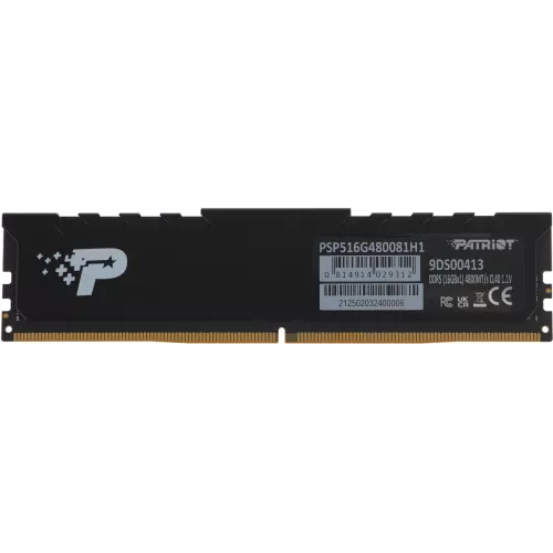 Память DDR5 16GB 4800MHz Patriot PSP516G480081H1 Signature Premium RTL PC5-38400 CL40 DIMM 288-pin 1.1В single rank с радиатором Ret