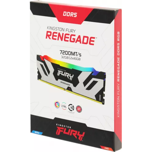 Память DDR5 2x16GB 7200MHz Kingston KF572C38RSAK2-32 Fury Beast RGB RTL Gaming PC5-57600 CL38 DIMM 288-pin 1.45В kit single rank с радиатором Ret