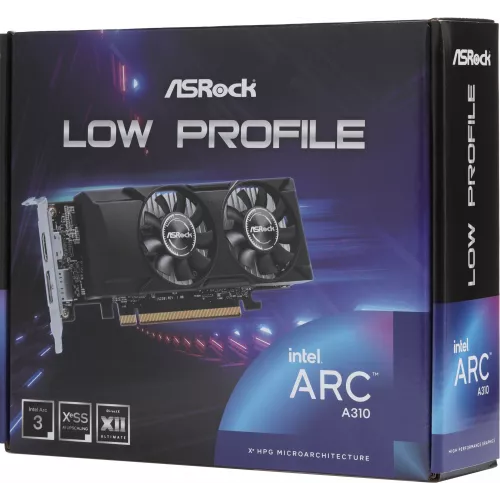 Видеокарта Asrock PCI-E 4.0 A310 LP 4G INTEL ARC A310 4Gb 64bit GDDR6 2000/15500 HDMIx1 DPx1 HDCP Ret low profile