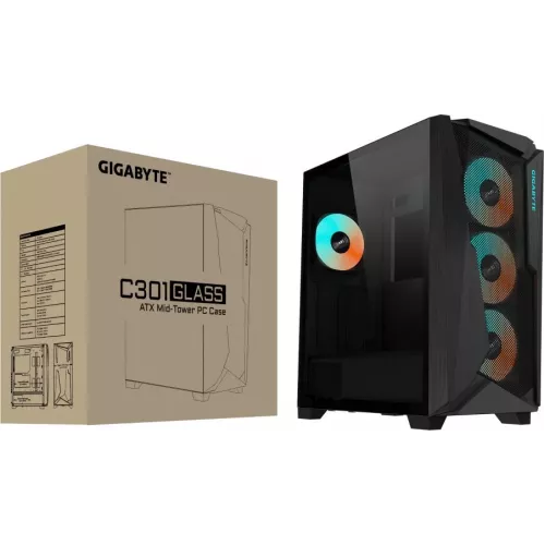Корпус Gigabyte GB-C301G черный без БП ATX 3x120mm 5x140mm 2xUSB3.0 audio bott PSU