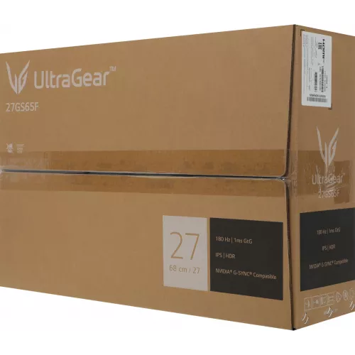 Монитор LG 27" UltraGear 27GS65F-B черный IPS LED 16:9 HDMI матовая HAS 300cd 178гр/178гр 1920x1080 180Hz FreeSync DP FHD 7.2кг