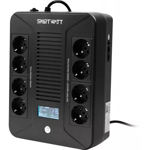 Источник бесперебойного питания Smartwatt Safe Pro LCD 480Вт 800ВА черный