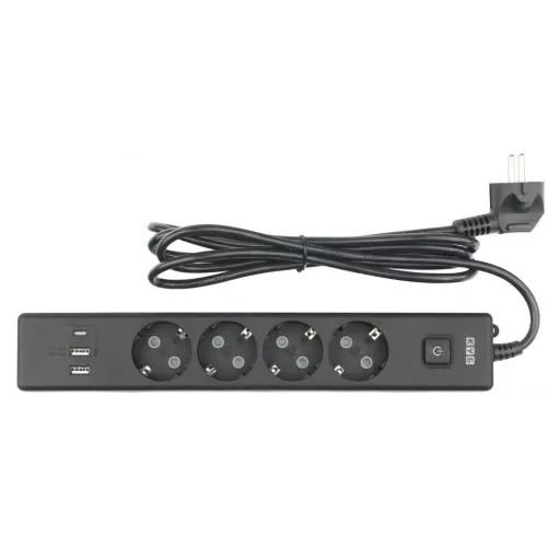 Сетевой удлинитель Powercube PC-7B-2M 1.9м (4 розетки) черный (коробка)