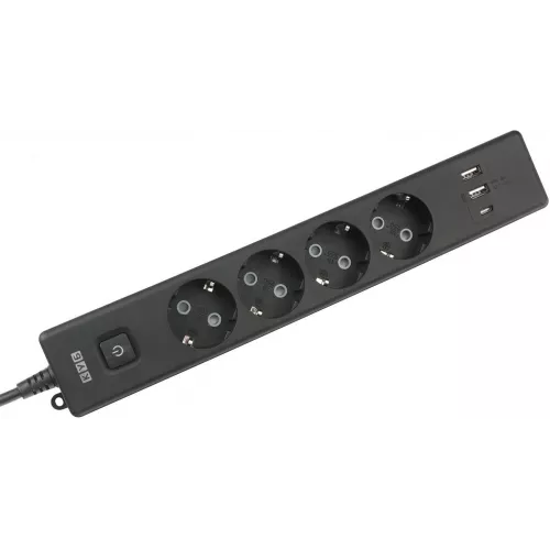 Сетевой удлинитель Powercube PC-7B-2M 1.9м (4 розетки) черный (коробка)
