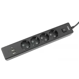 Сетевой удлинитель Powercube PC-7B-2M 1.9м (4 розетки) черный (коробка)