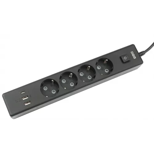 Сетевой удлинитель Powercube PC-7B-2M 1.9м (4 розетки) черный (коробка)