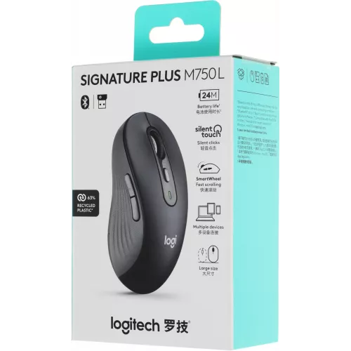 Мышь Logitech M750 L Large графитовый оптическая 4000dpi беспров. BT/Radio USB 5but (910-006266)