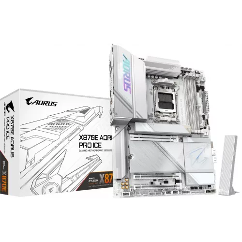 Материнская плата Gigabyte X870E AORUS PRO ICE Socket AM5 AMD X870E 4xDDR5 ATX AC`97 8ch(7.1) 2.5Gg RAID+HDMI