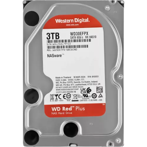 Жесткий диск WD SATA-III 3TB WD30EFPX NAS Red Plus (5400rpm) 256Mb 3.5"
