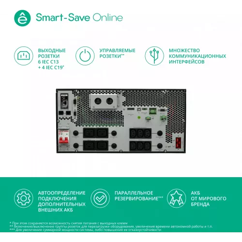 Источник бесперебойного питания Systeme Electriс SRT SRTSE6KRTXLIEC-NC 6000Вт 6000ВА черный