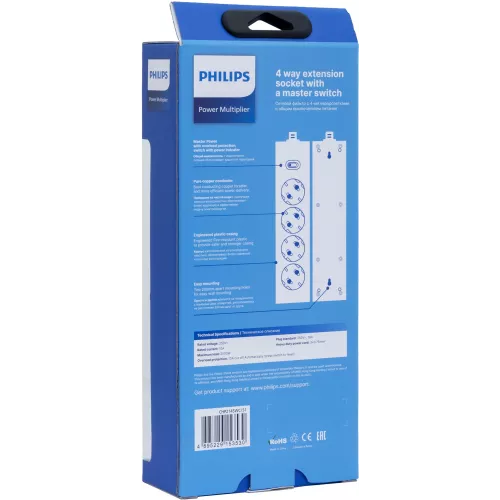 Сетевой фильтр Philips CHP2145WC/51 5м (4 розетки) белый (коробка)