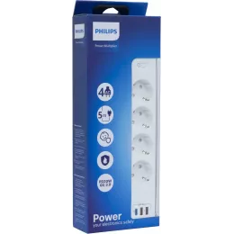 Сетевой фильтр Philips CHP4346WC/51 5м (4 розетки) белый (коробка)