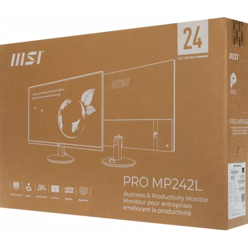 Монитор MSI 23.8" Pro MP242L черный IPS LED 16:9 HDMI матовая 250cd 178гр/178гр 1920x1080 100Hz DP FHD 3.07кг